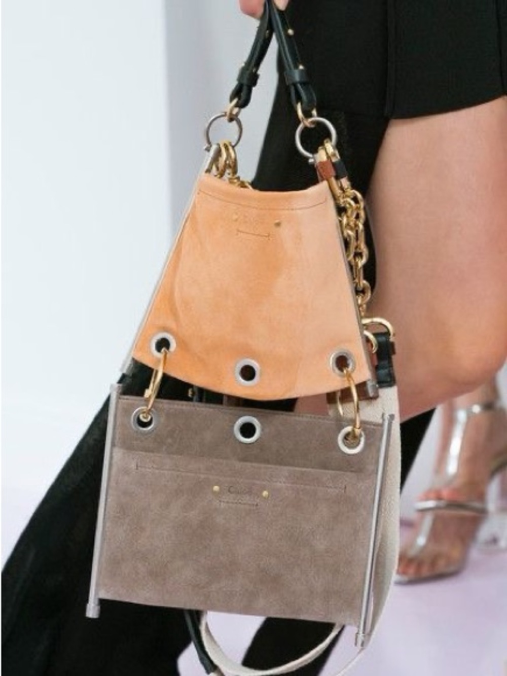 Authentic Chloe Two-Tone Suede Messenger Bag